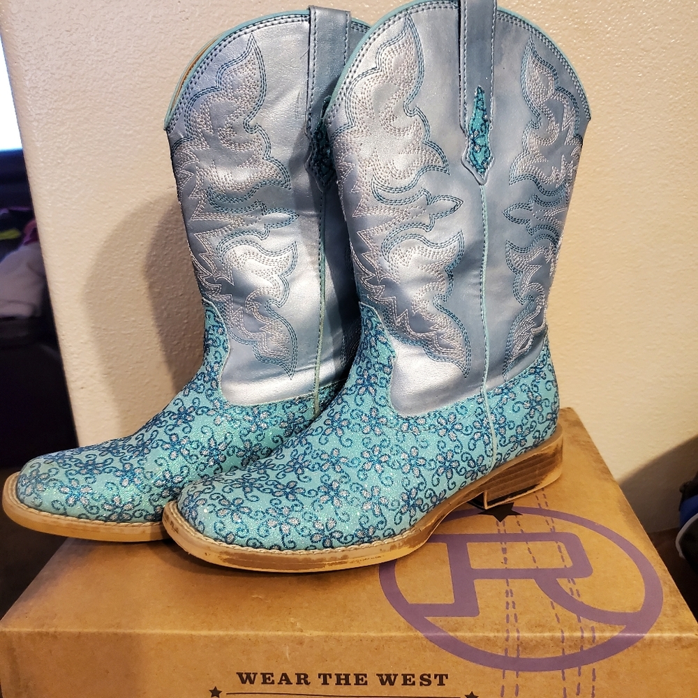 Girls Roper square toe sparkle cowboy boots